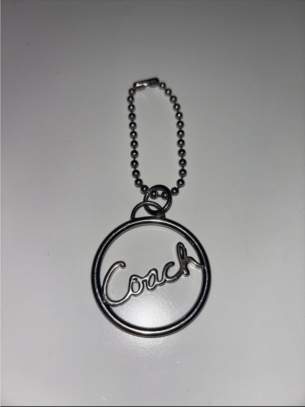 Coach Silver Script Circle Keychain - Picture 3 of 7